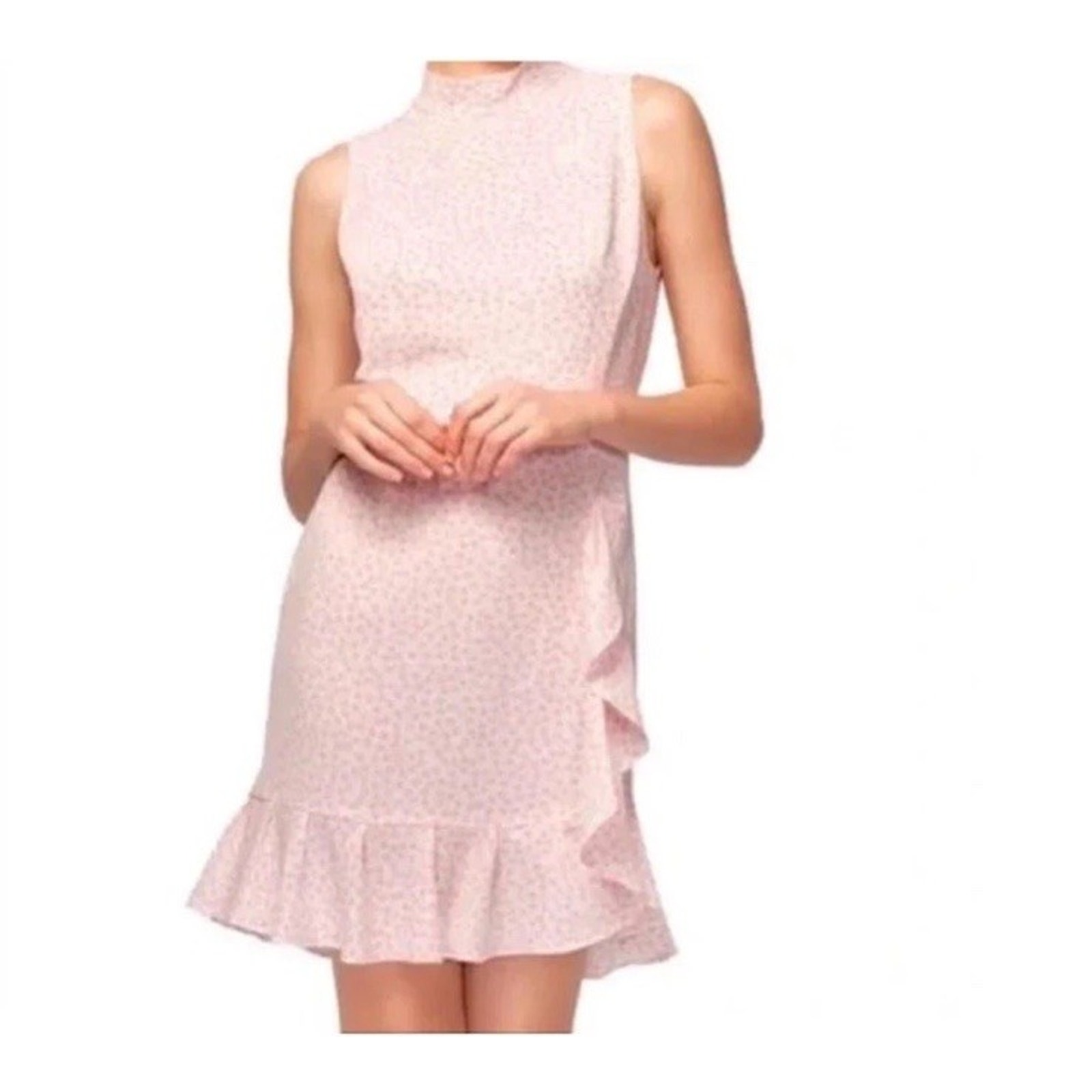 Betsey Johnson Polka Dot Ruffle Trim Women's Dress Size 2 Pink Cocktail